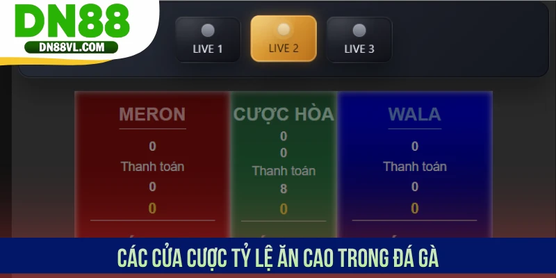 Các cửa cược tỷ lệ ăn cao trong đá gà